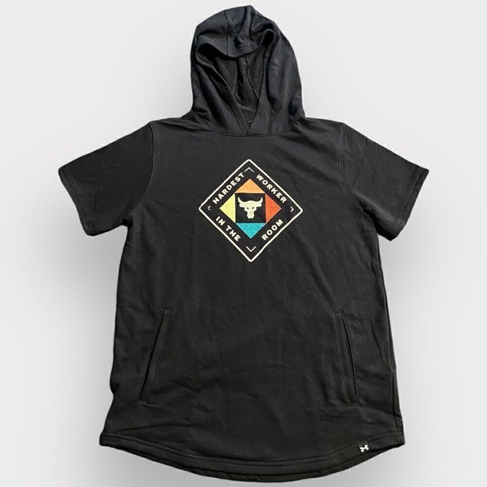 Under Armour Project Rock Hardest Worker Training Black Hoodie Youth size XL New